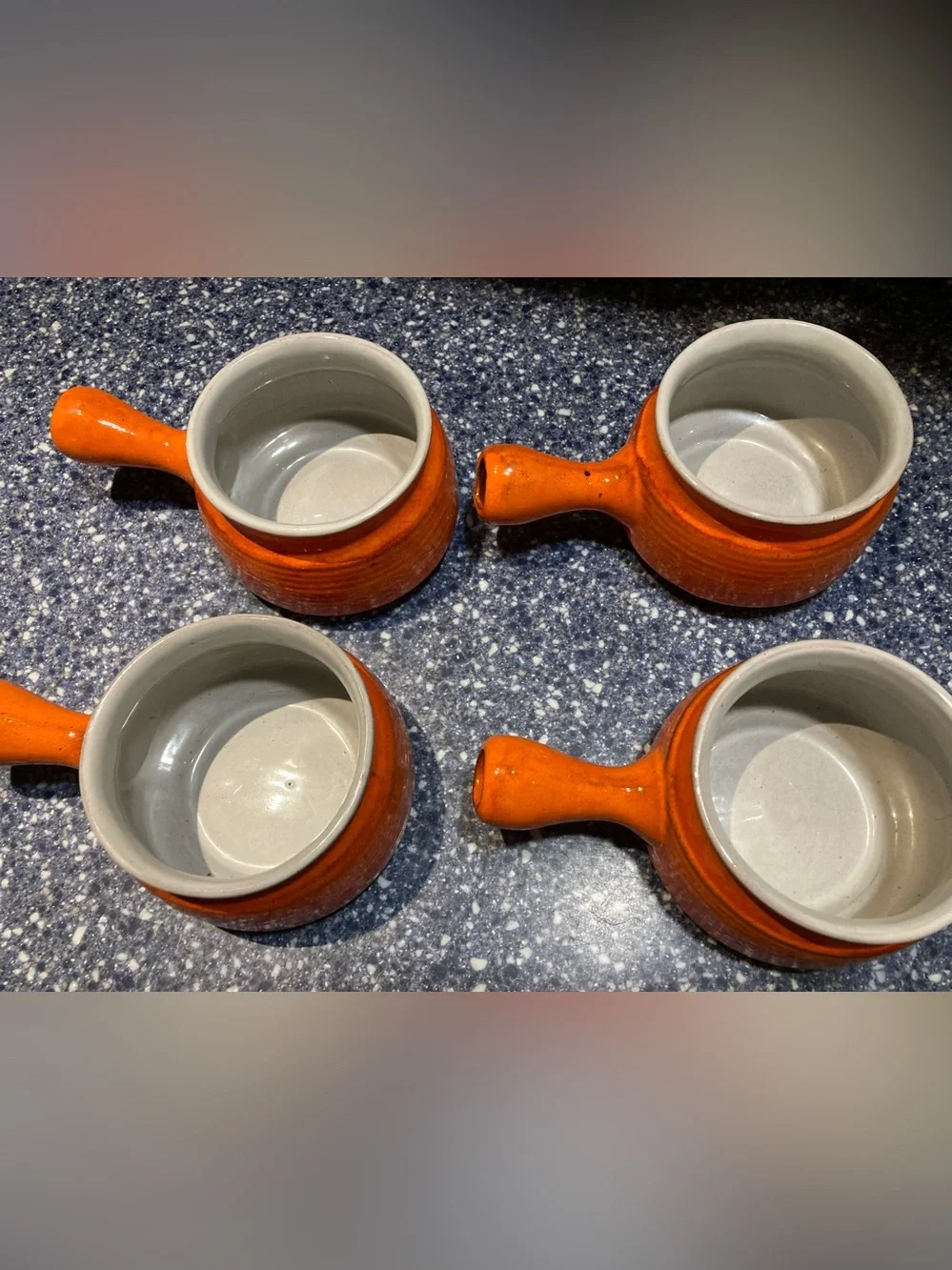 Set of Four Vintage Canadian Evangeline Terracotta Pottery Glaze Soup Bowls $37